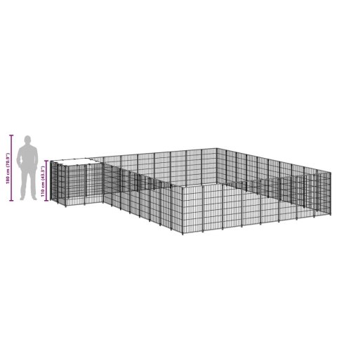 Kojec dla psa, srebrny, 25,41 m², stalowy