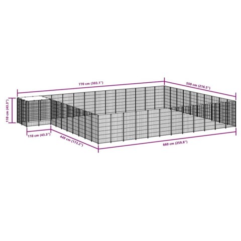 Kojec dla psa, srebrny, 37,51 m², stalowy