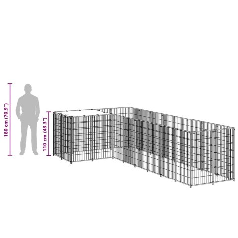 Kojec dla psa, srebrny, 6,05 m², stalowy