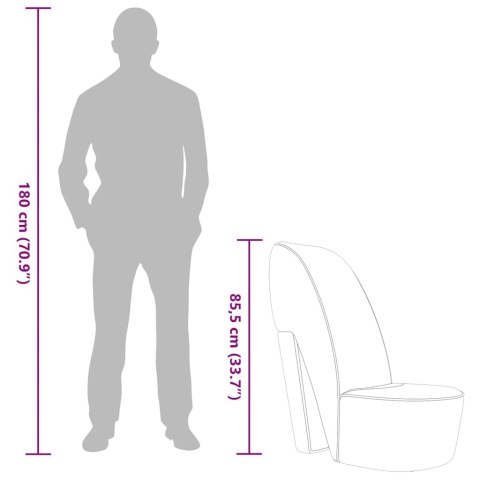 Fotel w kształcie buta na obcasie, szary, sztuczna skóra