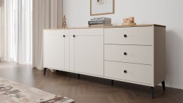 Komoda POINT 2D3S Kaszmir Beż Dąb Castello Szafka 3 Szuflady 2 Drzwi Salon