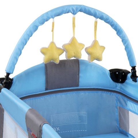 Łóżeczko turystyczne podróżne, niebiesko-szare