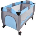 Łóżeczko turystyczne podróżne, niebiesko-szare