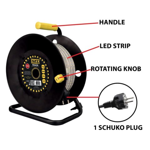 Węże LED Stak 185 W 15 m Światło LED 4000 K Czarny Przezroczysty
