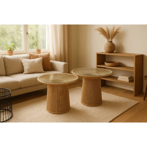 Zestaw 2 stołów Home ESPRIT Jasnobrązowy 55 x 55 x 46 cm