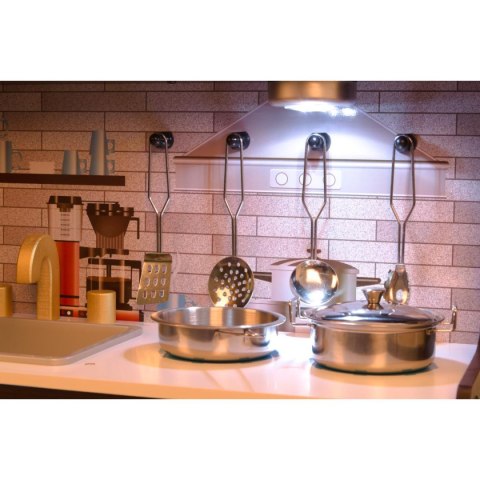 KUCHNIA DREWNIANA DLA DZIECI LAMPKA LED 80x24x80,5CM CZARNA