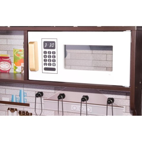 KUCHNIA DREWNIANA DLA DZIECI LAMPKA LED 80x24x80,5CM CZARNA