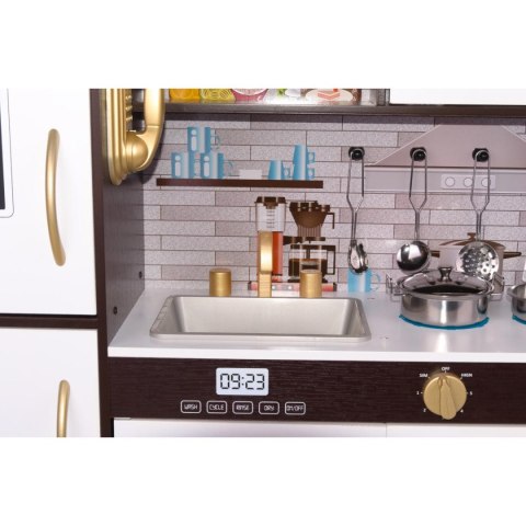 KUCHNIA DREWNIANA DLA DZIECI LAMPKA LED 80x24x80,5CM CZARNA