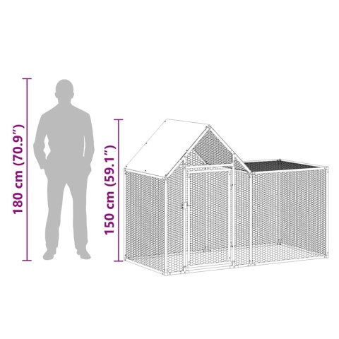 Woliera dla kur, 2 x 1 x 1,5 m, galwanizowana stal