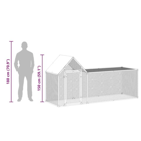 Woliera dla kur, 3 x 1 x 1,5 m, galwanizowana stal