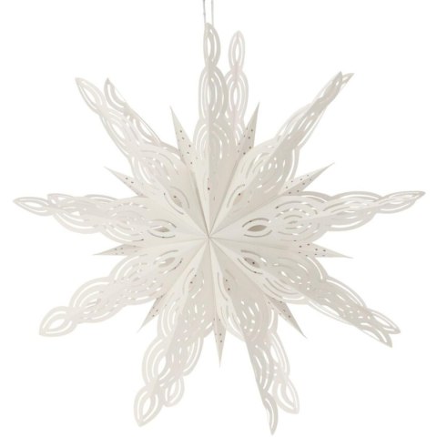 GWIAZDA DEKORACYJNA PŁATEK ŚNIEGU WISZĄCY PAPIEROWY 75CM BIAŁA 9 RAMION