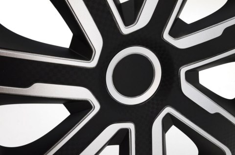 Zestaw kołpaków Livorno Carbon 15" - czarny / srebrny