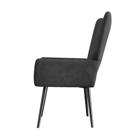 Fotel sztruksowy szary, wysoka oparcie, stalowa konstrukcja