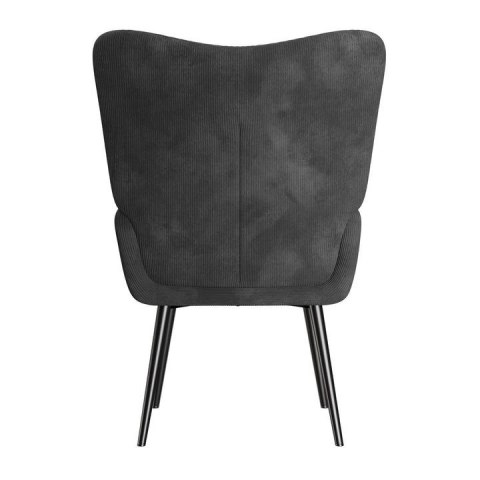 Fotel sztruksowy szary, wysoka oparcie, stalowa konstrukcja