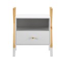 Nowoczesna szafka nocna dziecięca biała z drewnem 50x40x30cm