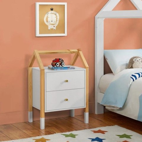 Stolik nocny domek Enny z szufladami do pokoju dziecięcego