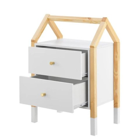 Stolik nocny domek Enny z szufladami do pokoju dziecięcego