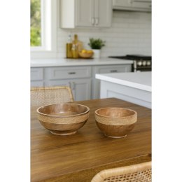 Dekoracja na Stół Home ESPRIT Brązowy Sznurek Drewno mango 25 x 25 x 10 cm (2 Sztuk)