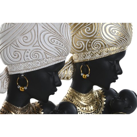 Figurka Dekoracyjna Home ESPRIT Biały Czarny Złoty Afrykanka 15 x 9 x 25 cm (2 Sztuk)