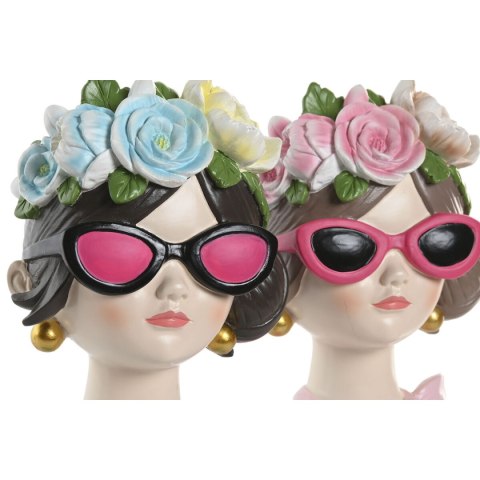 Figurka Dekoracyjna Home ESPRIT Niebieski Różowy Kobieta 14 x 10 x 20 cm (2 Sztuk)