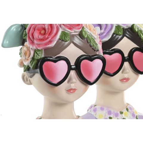 Figurka Dekoracyjna Home ESPRIT Niebieski Różowy Kobieta 14,5 X 10,5 X 20 CM (2 Sztuk)