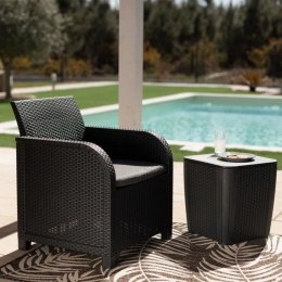 Fotel ogrodowy Allibert by KETER San Remo rattan syntetyczny Ciemny szary PP (65 x 63 x 74 cm)