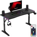 Biurko gamingowe dla graczy LED RGB HERO 3.6 regulacja wysokości 140x60cm - czarny