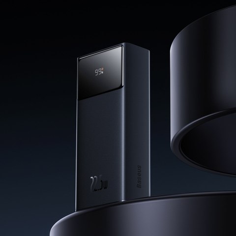 Powerbank 30000mAh 22.5W z kablem USB-A - USB-C 3A 30cm - czarny