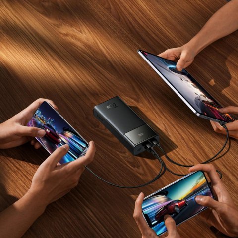 Powerbank 30000mAh 22.5W z kablem USB-A - USB-C 3A 30cm - czarny