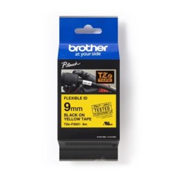 Taśma Brother P-Touch TZe-FX621 9mm x 8m (TZEFX621) - żółta, czarny nadruk