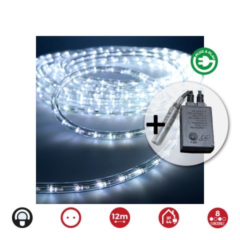 Wąż LED EDM 71491 Flexiled Przezroczysty Zimna Biel 12 m