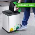 JAGO Kosz na śmieci z pedałem, stal nierdzewna, 3 x 20 L