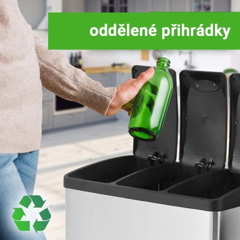 JAGO Kosz na śmieci z pedałem, stal nierdzewna, 3 x 20 L