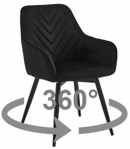 Krzesło NANA360 - czarny aksamit / nogi czarne x 2