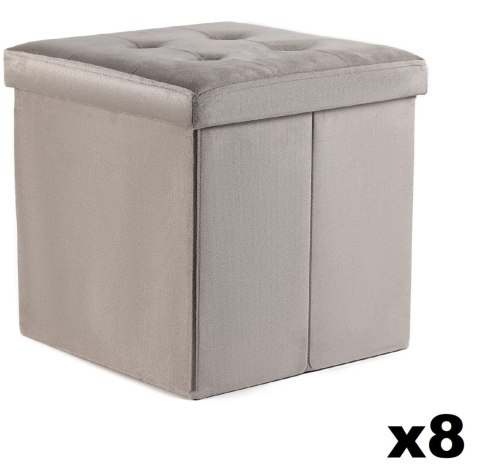 Pufa składana L z guzikami - 38x38x38cm aksamit beż x 8