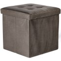 Pufa składana L z guzikami - 38x38x38cm aksamit brąz x 8
