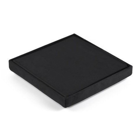 Pufa składana L z guzikami - 38x38x38cm aksamit czarna x 8