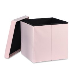 Pufa składana L z guzikami - 38x38x38cm aksamit róż