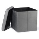 Pufa składana L z guzikami - 38x38x38cm aksamit szara