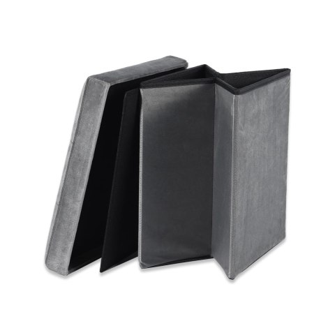 Pufa składana L z guzikami - 38x38x38cm aksamit szara