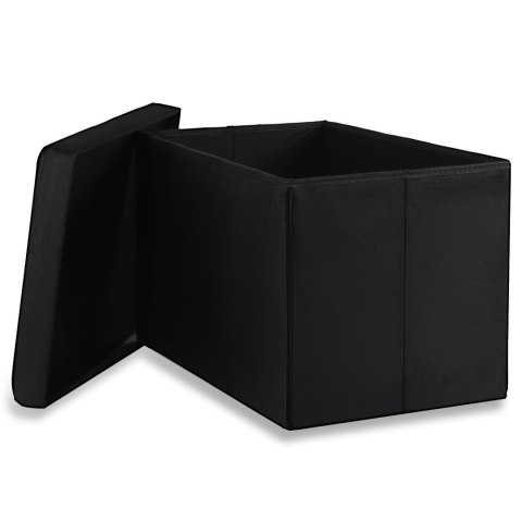 Pufa składana XL z guzikami - 60x38x38cm aksamit czarna x 4