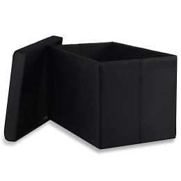 Pufa składana XL z guzikami - 60x38x38cm aksamit czarna