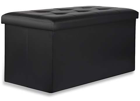 Pufa składana XXL z guzikami - 80x40x40cm ekoskóra czarna