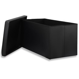 Pufa składana XXL z guzikami - 80x40x40cm ekoskóra czarna