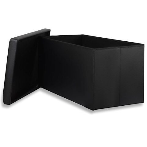 Pufa składana XXL z guzikami - 80x40x40cm ekoskóra czarna