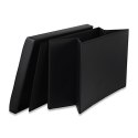 Pufa składana XXL z guzikami - 80x40x40cm ekoskóra czarna