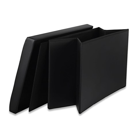 Pufa składana XXL z guzikami - 80x40x40cm ekoskóra czarna