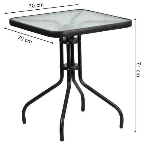 Stół kwadrat ISLAND 70cm + 4x Krzesło SOFIA ciemny szary