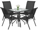 Stół kwadrat ISLAND 70cm + 4x Krzesło SOFIA czarne