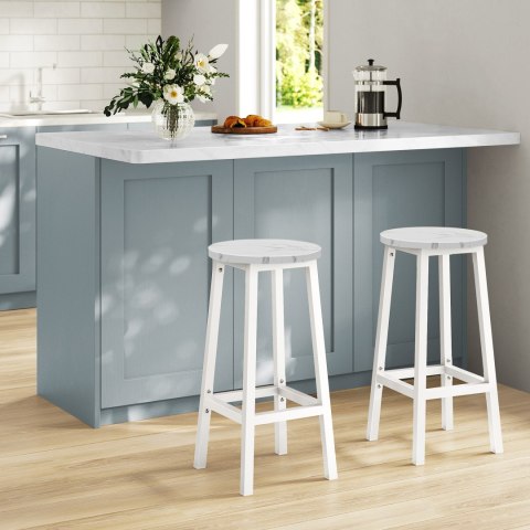 Taboret barowy - marmur / nogi białe